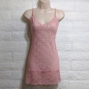Lace Slip Dress - Pink